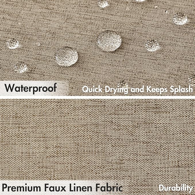 MIULEE Khaki Scalloped Linen Shower Curtain 72x72 Inches - Image 4