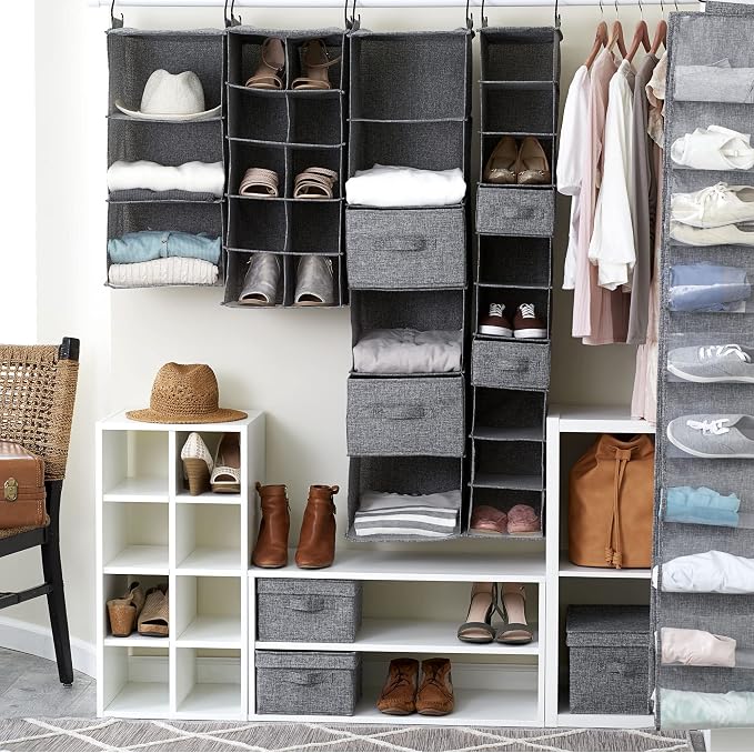 Household Essentials 10 Pocket Double Hang Canvas Shoe Organizer Side‑by‑Side - Image 4