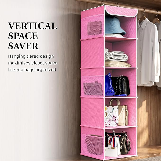 Simple Houseware 5 Shelf Hanging Closet Organizer, Top Support Metal Frame - Image 7