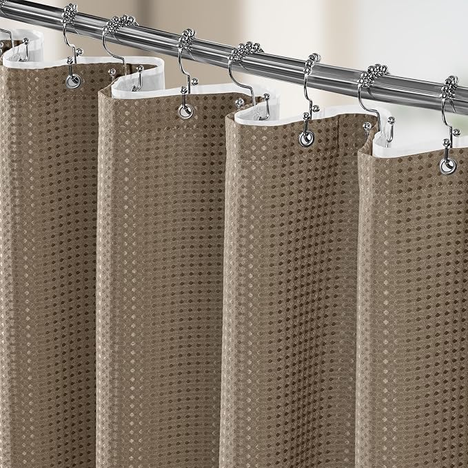 Vipfree 3 in 1 Shower Curtain Set, Waffle Shower Curtain and Liner Set by Vipfree