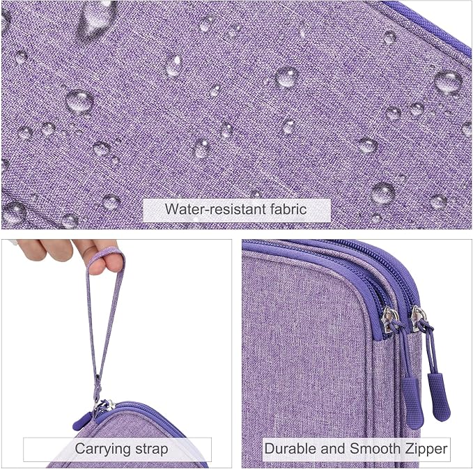 FYY Electronic Organizer, Travel Tech Pouch Bag, Dark Purple | Wrist Strap - Image 4