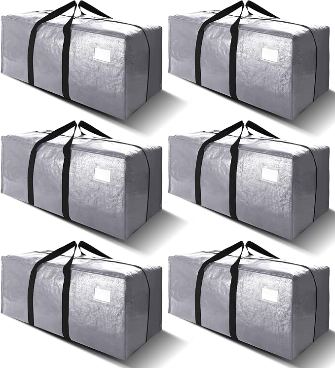 6 Pack Heavy Duty Extra Large Moving Bags W/Backpack Straps by VELVETSURE