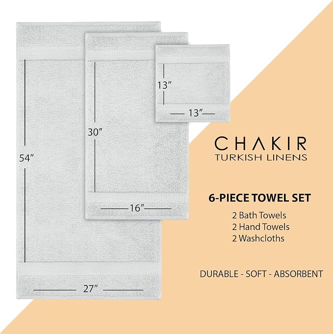Chakir Turkish Linens 100% Cotton 6-Piece Towel Set, Oeko-Tex Certified: 2 Bath - Image 6