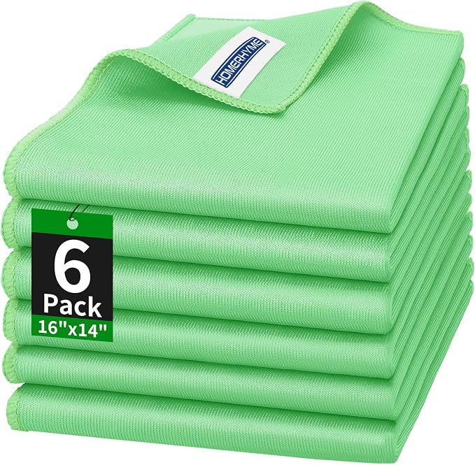 Microfiber Cleaning Cloth, 6 Pack Glasses Cleaning Cloth, Streak Free Lint Free by HOMERHYME