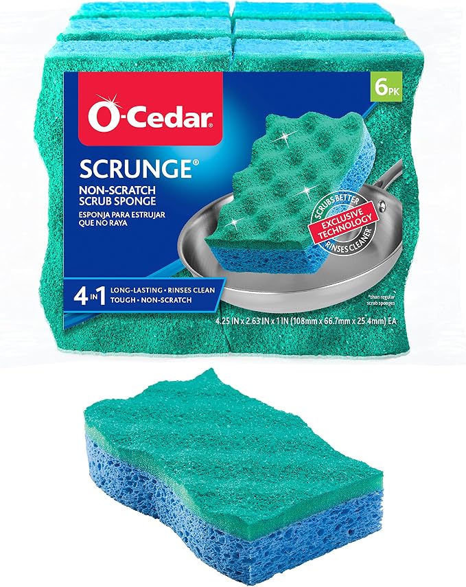O-Cedar Scrunge Multi-Use Scrub Sponge | Non-Scratch, Odor-Resistant, - Image 6