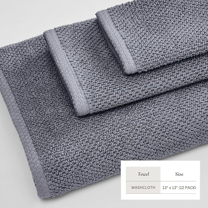 Great Bay Home 100% Cotton 12-Pack 13x13 Wash Cloth - Image 4
