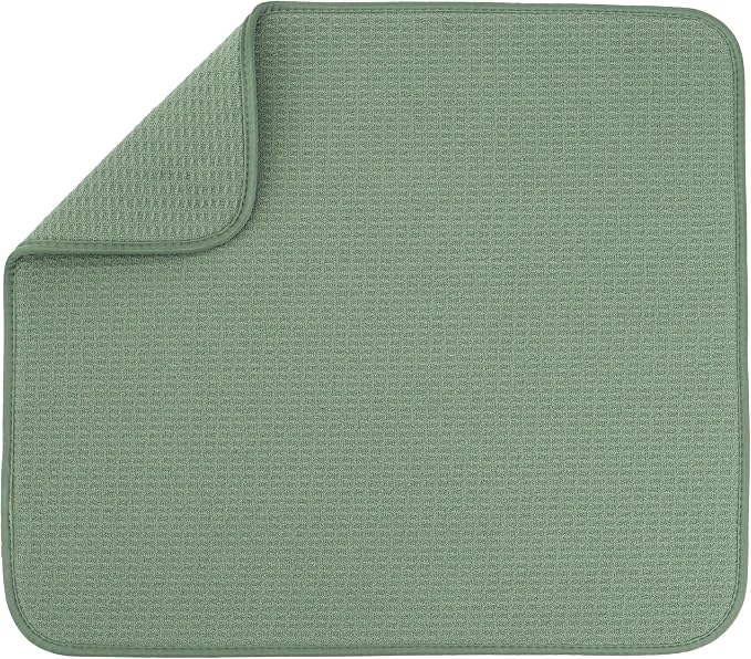 S&T INC. Dish Drying Mat, Sage Green | Absorbent Microfiber, Kitchen Counter Mat by STINC
