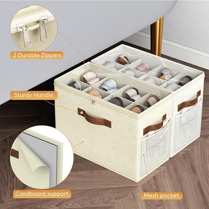 2 Pack Shoe Organizer for Closet, Foldable Shoe Storage - Image 6