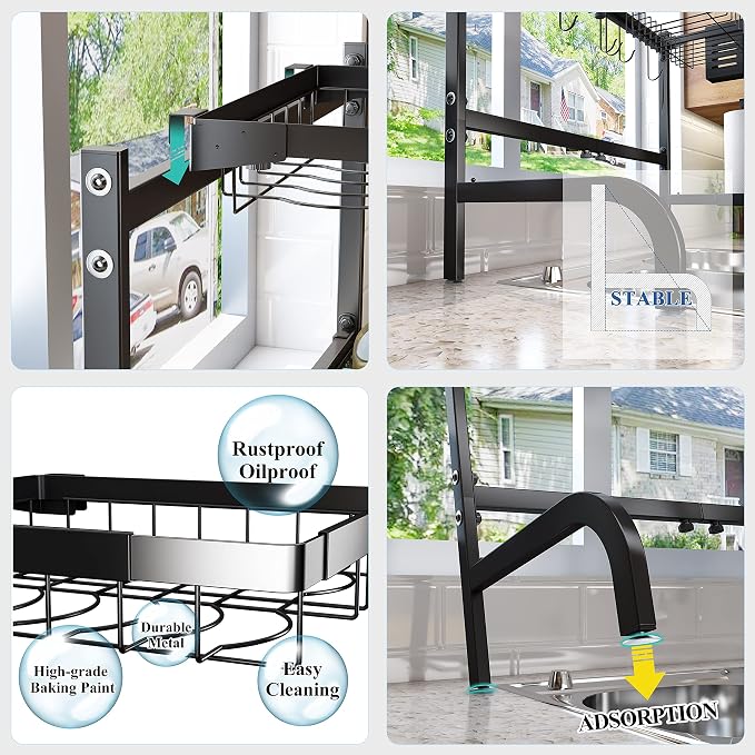 Over The Sink Dish Drying Rack, Adjustable 25.5-33.5 in, Snap-On Design - Image 9