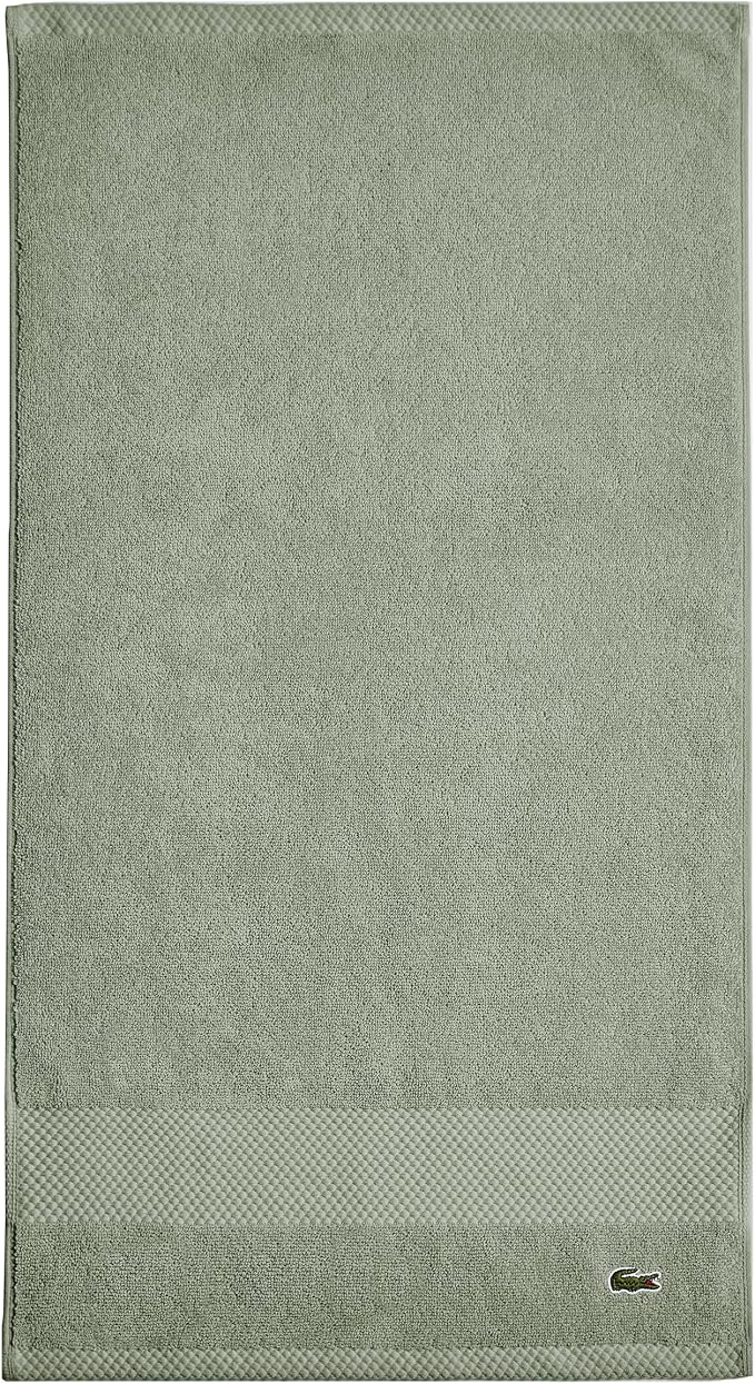 Lacoste Heritage 100% Supima Cotton Hand Towel 16" x 30", Aloe | Highly by Unknown