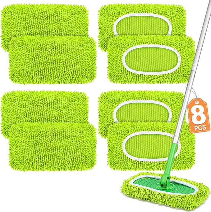 8 Pack Reusable Mop Pads Compatible by YHOVID