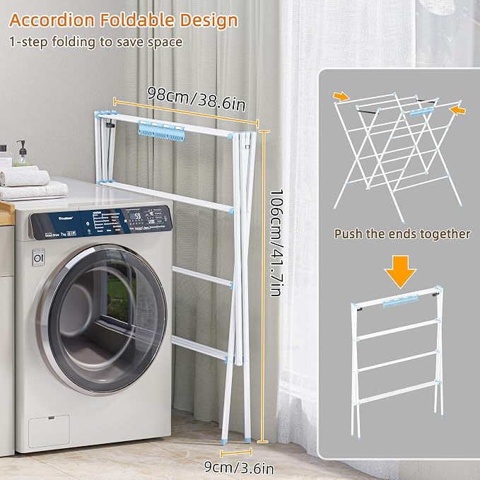 Drying Rack Clothing, 35.43in Long Drying Poles Large Clothes Drying Rack | - Image 5