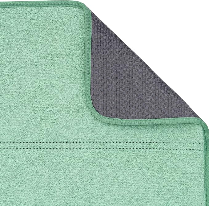 FRESHMINT Dish Drying Mats 2 Pack, Light Green | Quick Dry, Ultra Absorbent - Image 7
