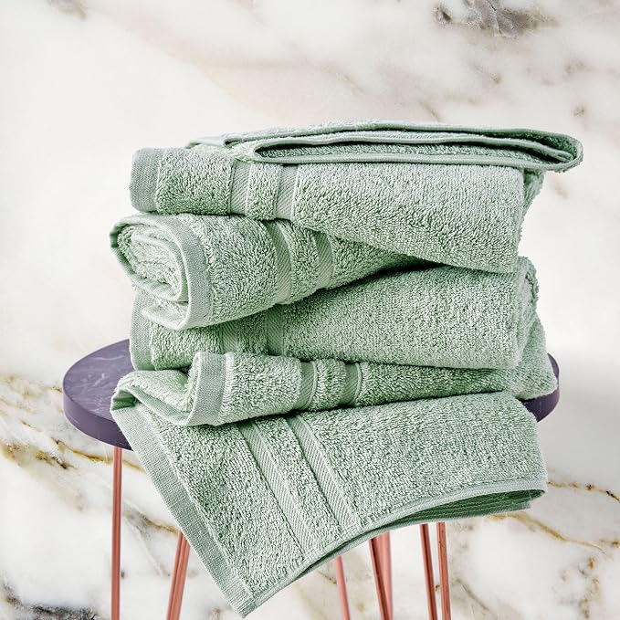 Hawmam Linen Light Green Hand Towels 4 Pack Turkish Cotton Premium Quality Soft - Image 4