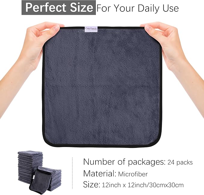 Cosy Family 24 Pack Soft Washcloths Set - Image 5