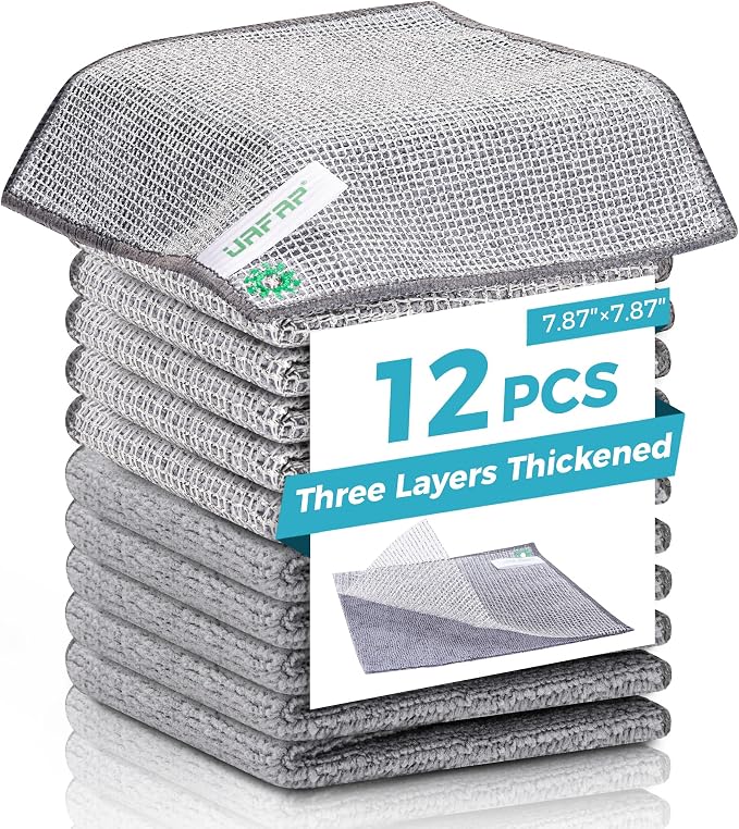 12Pcs New Upgrade 2-Layer Non Scratch Wire Dishcloth, Wire Dishwashing Rag by UAFAPCleaning