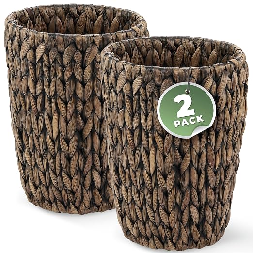 84ECO 2-Pack Black Wicker Trash Cans by 84ECO