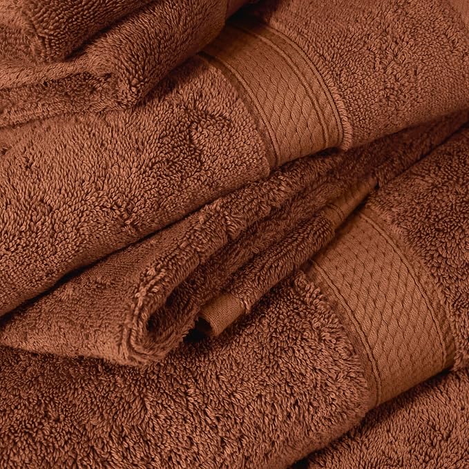 SUPERIOR Egyptian Cotton Ultra Plush & Absorbent, 12 Piece Set, Rust | - Image 3