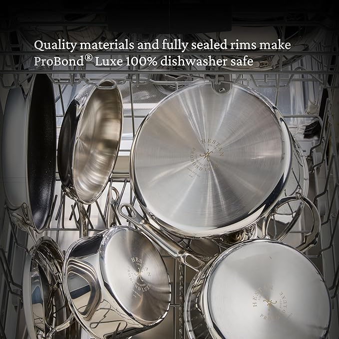 Hestan ProBond Luxe 3-Quart Soup Pot with Lid, Professional Clad Stainless Steel, ProCore Tri-Ply Clad Construction, Polished Exterior, Induction & Oven Safe