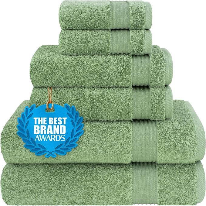 Cotton Paradise Towel Set of 6, 2 Bath Towels, 2 Hand Towels and 2 Washcloths by UNITEDHOMETEXTILE