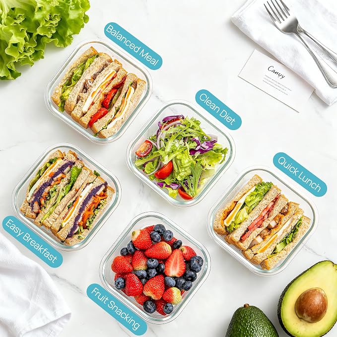 Vtopmart 5Pack 27oz Glass Food Storage Containers - Image 3