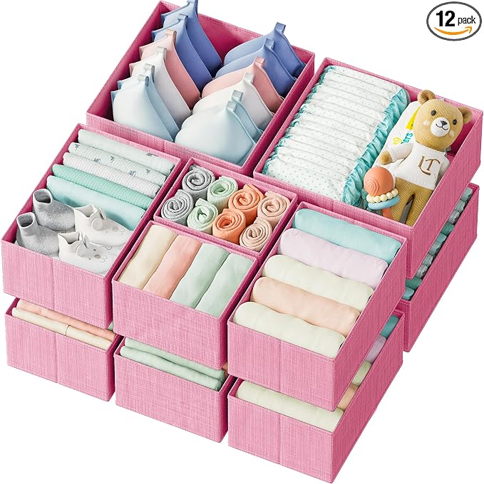 Drawer Organizer Set of 12 Pink by Neaterize