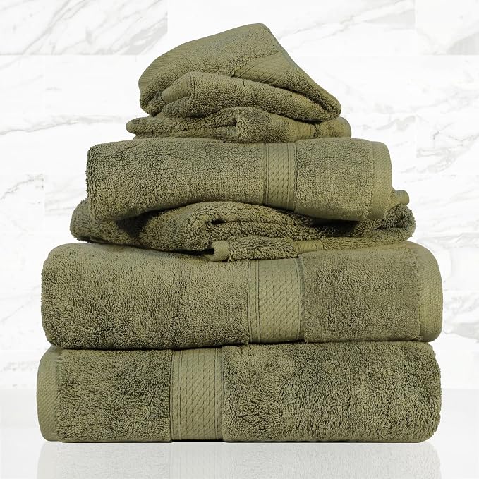 Superior Egyptian Cotton Ultra Plush & Absorbent, 6 Piece Set, Forest Green | - Image 2