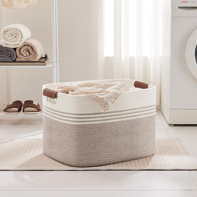 100L Large Woven Laundry Basket Hamper - Image 3