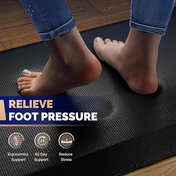 FEATOL Anti Fatigue Mat for Standing, 9/10 Extra Thick Ergonomic Standing Desk Mat, Comfort & Durable Memory Foam Standing Mat at Home,Office All Day (20" x 32", Black, 1PC)