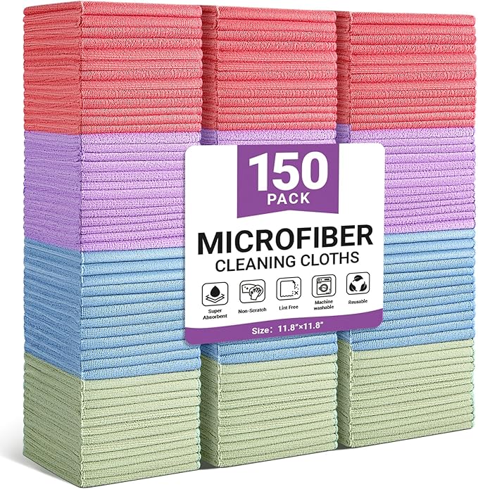 SIFANGKE Microfiber Cleaning Cloth, 150 Pack Assorted Color Cleaning Rags by Unknown