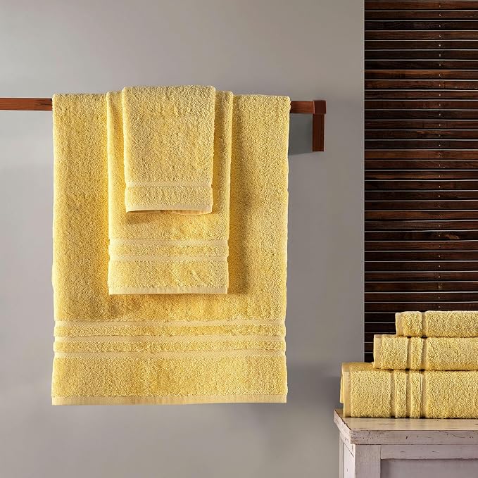 Hawmam Linen Yellow 6 Piece Bath Towels Set - Image 4