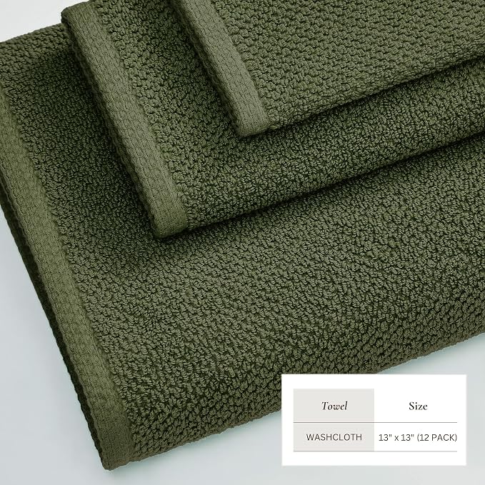 Great Bay Home 100% Cotton 12-Pack 13x13 Wash Cloth - Image 4