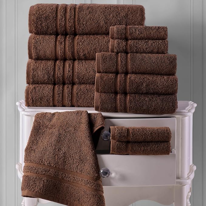 Hawmam Linen Brown Bath Towels 4 Pack Soft and Absorbent - Image 4