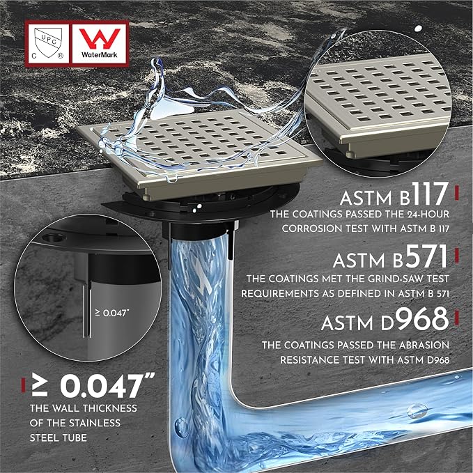 6 Inch Square Shower Floor Drain - Image 5