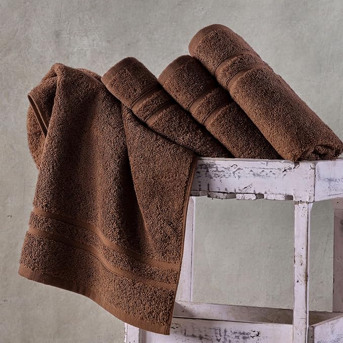 Hawmam Linen Brown Hand Towels 4 Pack Turkish Cotton Premium Quality Soft and - Image 5