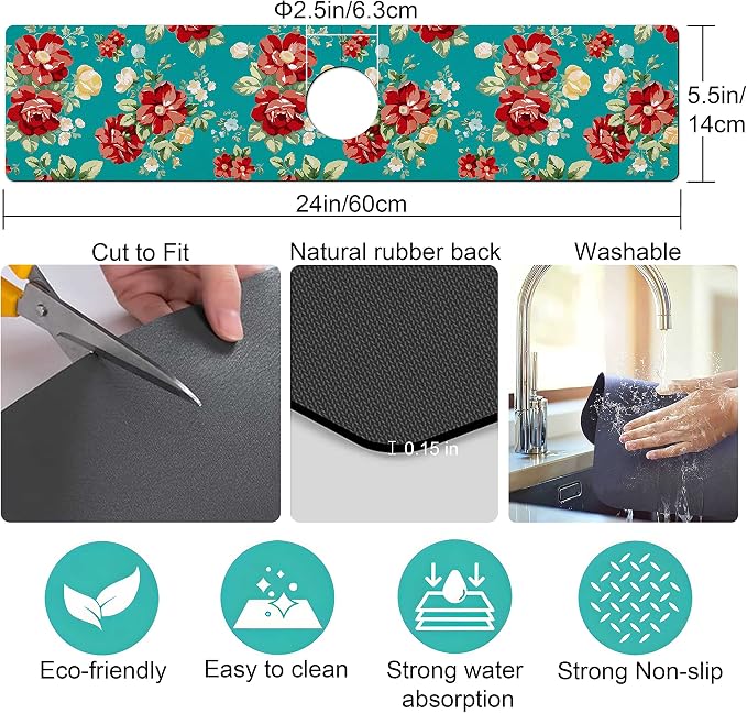 Kitchen Sink Splash Guard Faucet Mat Super Absorbent Fast Drying Mat Sink - Image 4