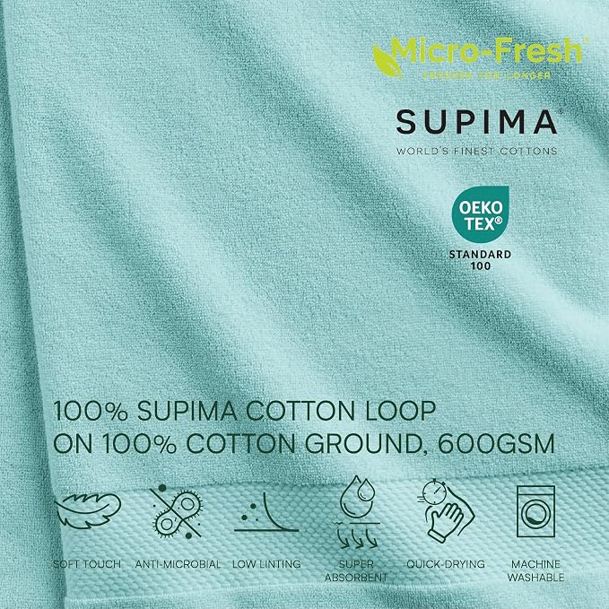 Lacoste Heritage 100% Supima Cotton Tub Mat 21" x 31", Mint | Highly Absorbent - Image 3