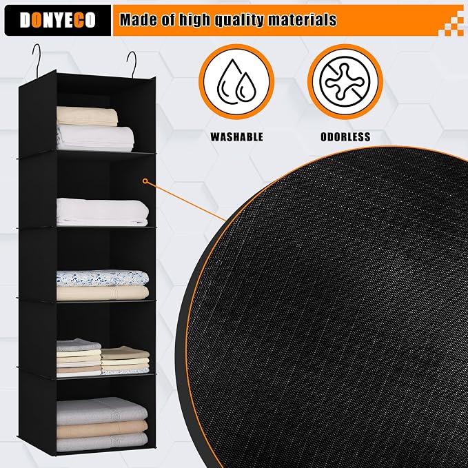 Hanging Closet Organizer 5-Shelf, Oxford Fabric Wardrobe Storage, shoes & - Image 5