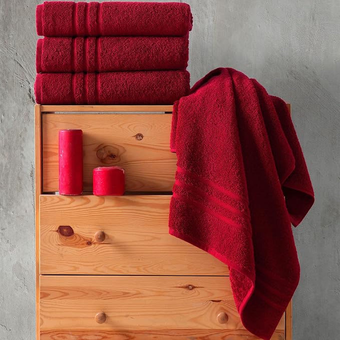 Hawmam Linen Red Bath Towels 4 Pack Soft and Absorbent - Image 5