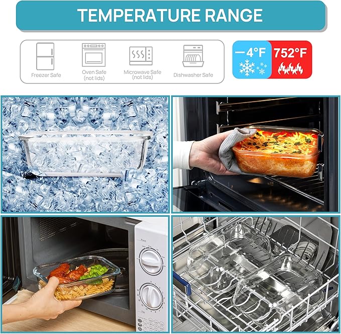 Vtopmart Large Glass Storage Containers, 1860ml/63oz | Meal Prep Food Container - Image 7