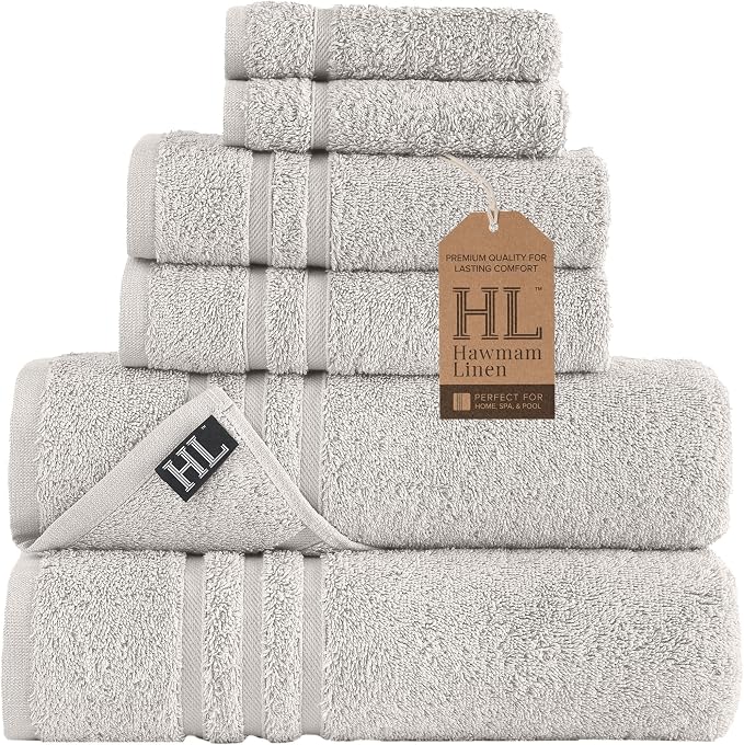 Hawmam Linen Ice Silver 6 Piece Bath Towels Set by HawmamLinen