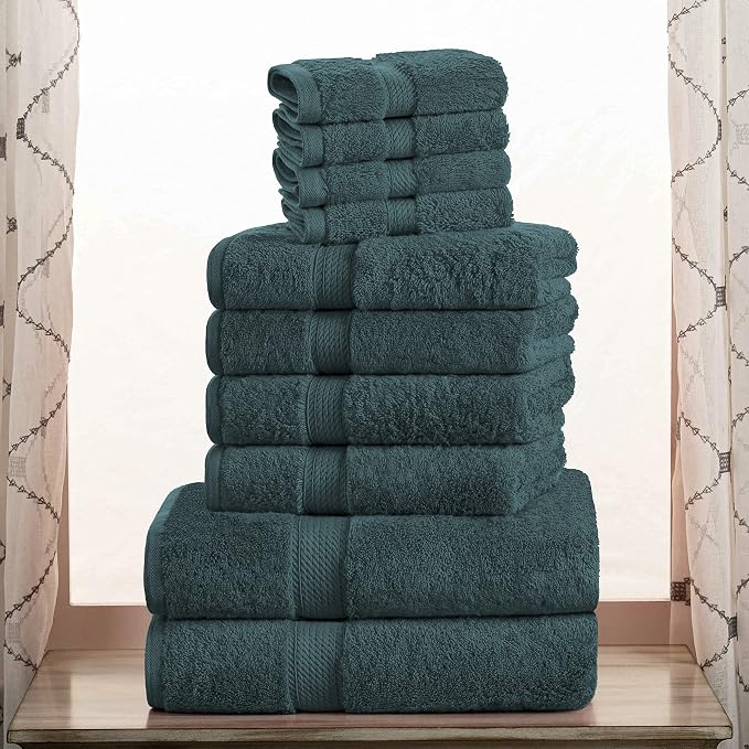 SUPERIOR Egyptian Cotton Ultra Plush & Absorbent, 10 Piece Set, Teal | Quick Dry - Image 2