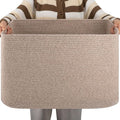 OIAHOMY 96L XXXLarge Blanket Basket Woven Cotton Rope Storage Basket Brown by MasterofSpaceOptimization