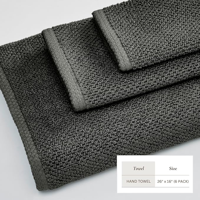 Great Bay Home 100% Cotton 6 Pack 26x16 Hand Towel Set - Image 4
