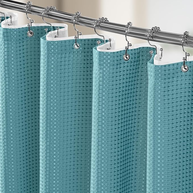 Vipfree 3 in 1 Shower Curtain Set, Waffle Shower Curtain and Liner Set by Vipfree