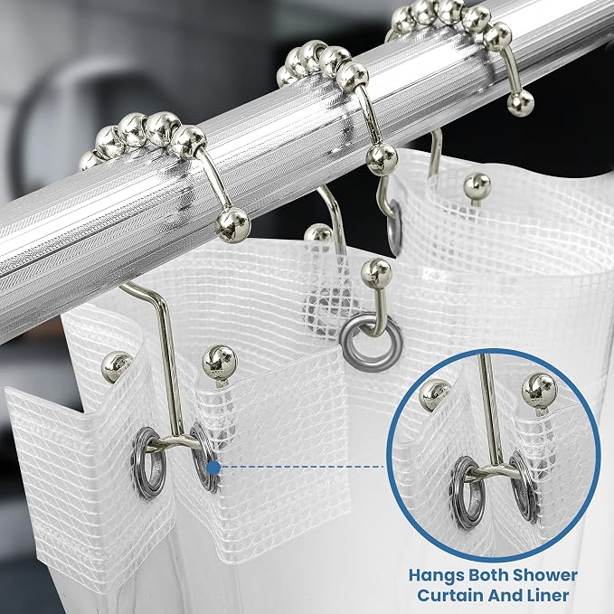 Utopia Bedding Double Glide Shower Curtain Hooks, 12 Pack, Nickel | Premium - Image 4