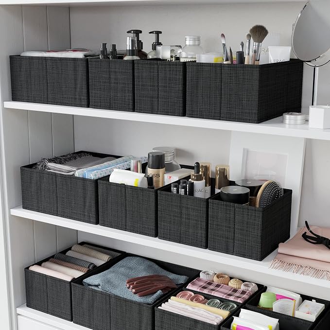 Drawer Organizer Clothes Set of 12 Black - Image 5