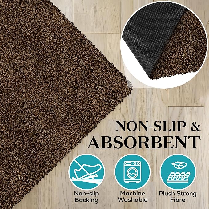 Premium Microfiber Indoor Door Mat – 32"x48" Washable Entry Mat, Non-Slip, Waterproof Backing, Super Absorbent, Low Profile Entryway Doormat for Indoor Entrance