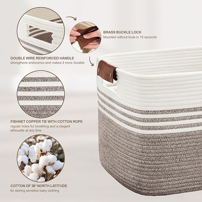 60L Woven Laundry Basket Hamper - Image 5
