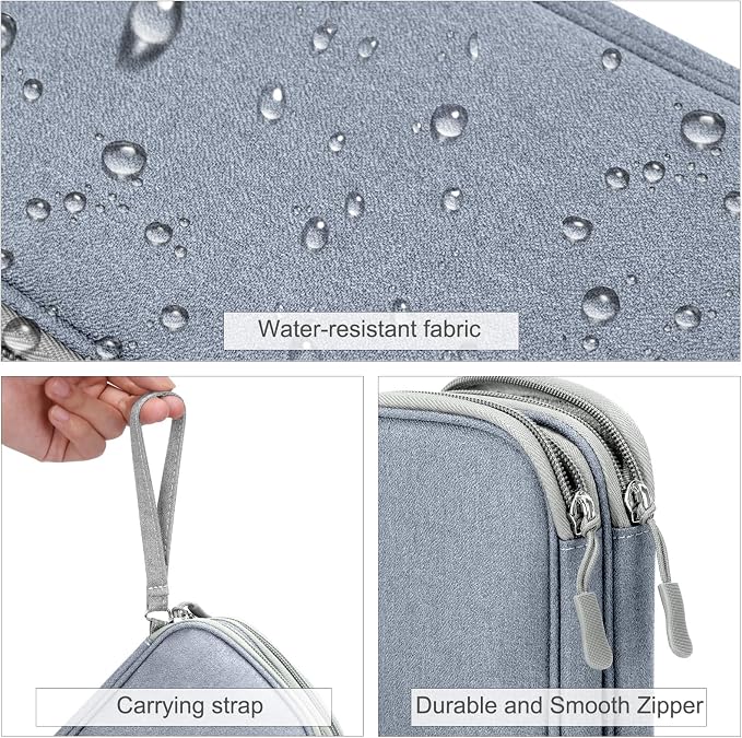 FYY Electronic Organizer, Travel Tech Pouch Bag, Light Grey | Wrist Strap - Image 4